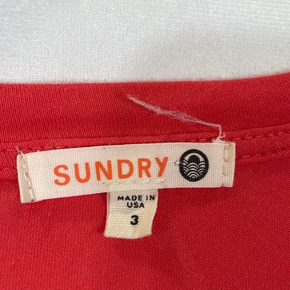 Sundry Long Sleeve Tee T-shirt Size 3 Ruffle Shoulder Coral Color EUC - Picture 2 of 8
